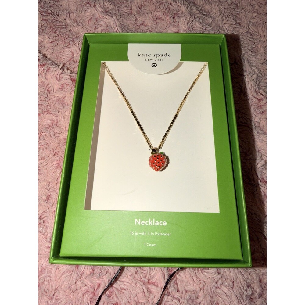 Strawberry Charm Tennis Necklace kate spade new york x Target Red Gold Food